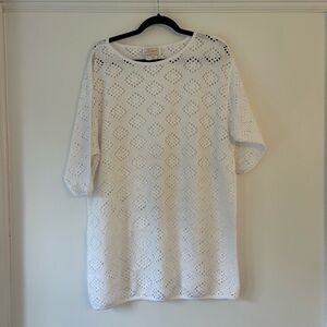 White Crochet Knit Cover Up Dress